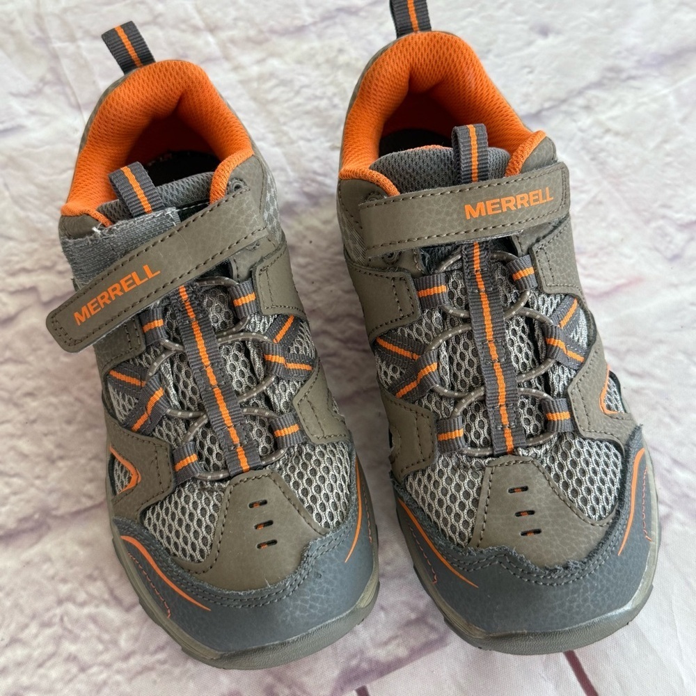 Merrell Trail Chaser Gray and Orange Sneakers with Quick-Lace System